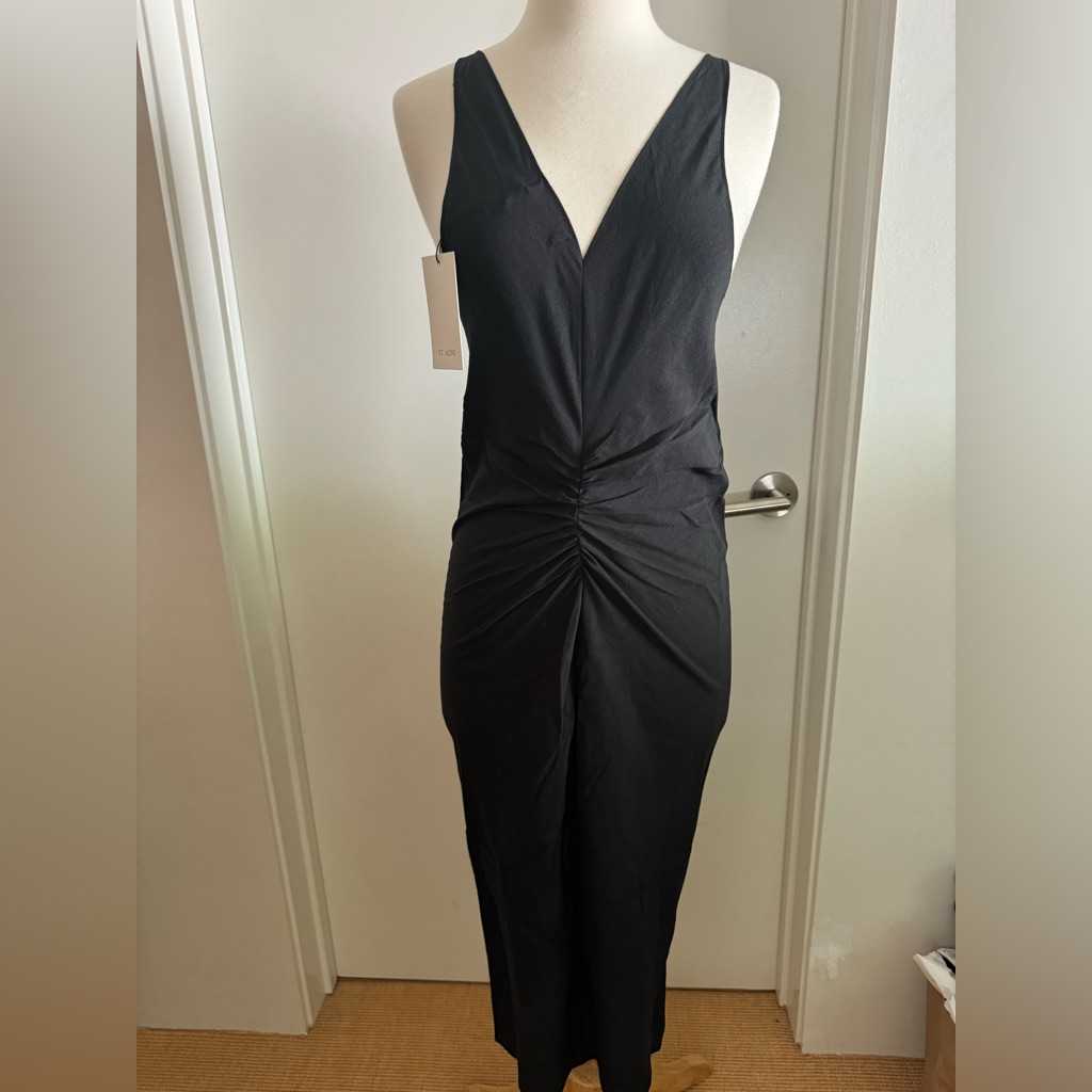 St Agni Lora Ruched Crepe Dress